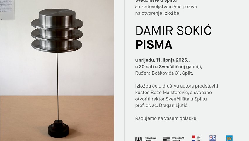 Izložba DAMIR SOKIĆ PISMA otvara se u Sveučilišnoj galeriji u povodu Dana Sveučilišta